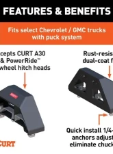 Curt Puck 8' Bed | 30K Lbs | Carbide Black 5Th Wheel Legs Chevrolet Silverado | Sierra HD 2021-2023                                     - 16024 - Image 3