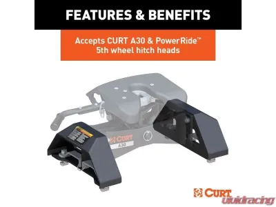 Curt Puck 8' Bed | 30K Lbs | Carbide Black 5Th Wheel Legs Chevrolet Silverado | Sierra HD 2021-2023 - 16024