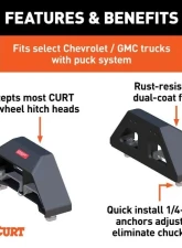 Curt 8' Bed 25K Lbs Puck System 5Th Wheel Legs Chevrolet Silverado Gmc Sierra 2500 | 3500 HD 2021-2023                                     - 16029 - Image 3