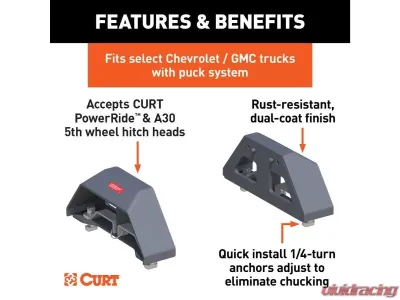 Curt 8' Bed 30K Lbs Teridium Grey Puck 5Th Wheel Legs Chevrolet Silverado | Gmc Sierra HD 2021-2023 - 16030