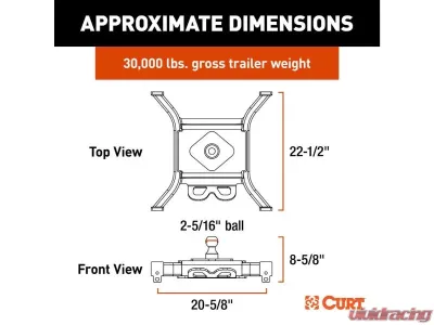 Curt30K Lbs Spyder 5Th Wheel Rail Gooseneck Hitch With 2-5/16" Ball - 16090