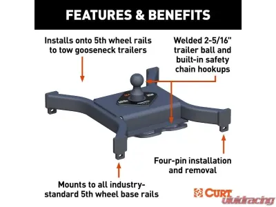 Curt30K Lbs Spyder 5Th Wheel Rail Gooseneck Hitch With 2-5/16" Ball - 16090