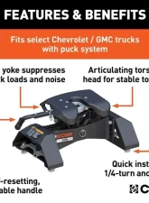 Curt 8' Bed A25 5Th Wheel Hitch Puck System Chevrolet Silverado | Gmc Sierra 2500 | 3500 HD 2021-2023                                     - 16093 - Image 3