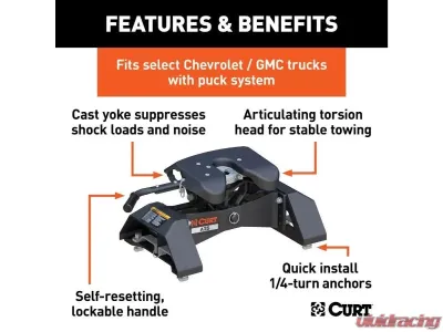 Curt 8' Bed A25 5Th Wheel Hitch Puck System Chevrolet Silverado | Gmc Sierra 2500 | 3500 HD 2021-2023 - 16093