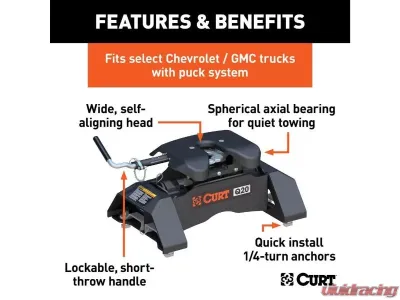 Curt 8' Bed Q20 5Th Wheel Hitch Puck System Chevrolet Silverado | Gmc Sierra 2500 | 500 HD 2021-2023 - 16094