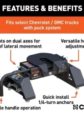 Curt E16 5Th Wheel Hitch Chevrolet Silverado | Gmc Sierra 2500 | 3500 HD Puck System 2021-2023                                     - 16097 - Image 3