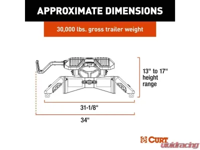 Curt Powerride 30K Lbs 5Th Wheel Hitch - 16320