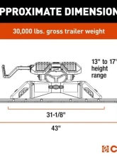 Curt Powerride 30K Lbs 5Th Wheel Hitch With Rails                                     - 16321 - Image 2