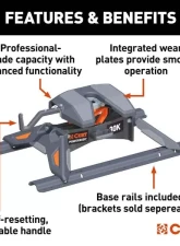 Curt Powerride 30K Lbs 5Th Wheel Hitch With Rails                                     - 16321 - Image 3