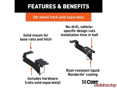 Curt Custom 5Th Wheel Brackets Chevrolet Silverado | Gmc Sierra 2500 | 3500 HD 2021-2023 - 16429