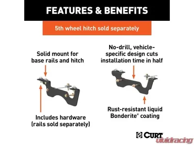 Curt Custom 5Th Wheel Brackets Ford F-250 | F-350 | F-450 Super Duty 2019-2022 - 16431