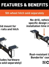 Curt Custom 5Th Wheel Brackets EXCept 5.5' Bed Chevrolet Silverado | Gmc Sierra 1500 2019-2022                                     - 16469 - Image 2