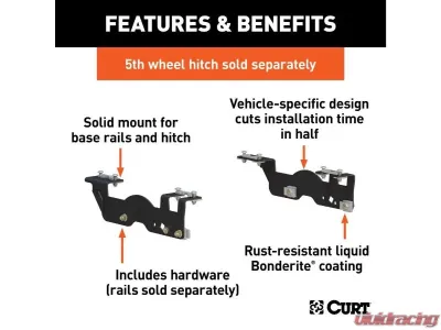 Curt Custom 5Th Wheel Brackets Ford F-150 2015-2022 - 16911
