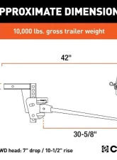 Curt 8K - 10K Lbs 30-5/8" Bars Deep Drop Trunnion Bar Weight Distribution Hitch                                     - 17352 - Image 2