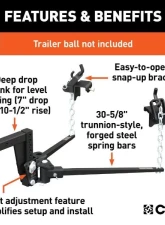 Curt 8K - 10K Lbs 30-5/8" Bars Deep Drop Trunnion Bar Weight Distribution Hitch                                     - 17352 - Image 3
