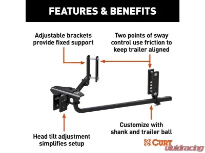 Curt 8-10K No Shank Trutrack 2P Weight Distribution Hitch With 2X Sway Control - 17600
