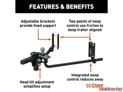 Curt 8-10K Trutrack 2P Weight Distribution Hitch With 2X Sway Control - 17601