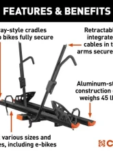Curt 2 Bikes 2" Shank Aluminum Tray-Style Hitch-Mounted Bike Rack                                     - 18088 - Image 3