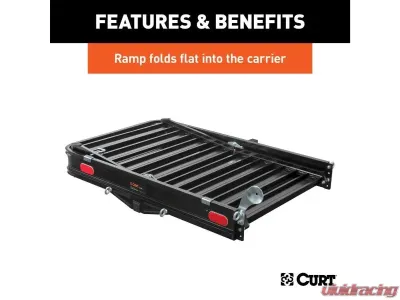 Curt 2" Shank 50" x 30" Black Aluminum Hitch Cargo Carrier With Ramp Folding - 18112