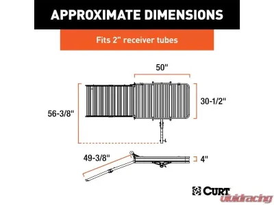 Curt 2" Shank 50" x 30" Black Aluminum Hitch Cargo Carrier With Ramp Folding - 18112