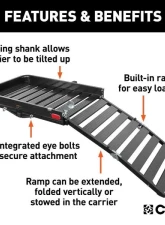 Curt 2" Shank 50" x 30" Black Aluminum Hitch Cargo Carrier With Ramp Folding                                     - 18112 - Image 4