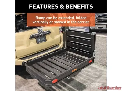 Curt 2" Shank 50" x 30" Black Aluminum Hitch Cargo Carrier With Ramp Folding - 18112
