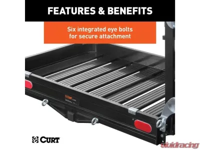 Curt 2" Shank 50" x 30" Black Aluminum Hitch Cargo Carrier With Ramp Folding - 18112