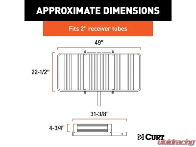 Curt Fixed 2" Shank 500 Lbs. 49" x 22" Black Aluminum Basket Cargo Carrier - 18113