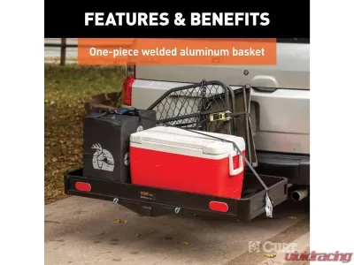 Curt Fixed 2" Shank 500 Lbs. 49" x 22" Black Aluminum Basket Cargo Carrier - 18113
