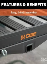 Curt Fixed 2" Shank 500 Lbs. 49" x 22" Black Aluminum Basket Cargo Carrier                                     - 18113 - Image 6