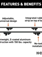 Curt 53-3/8" Aluminum Universal Roof Rack Crossbars                                     - 18118 - Image 3