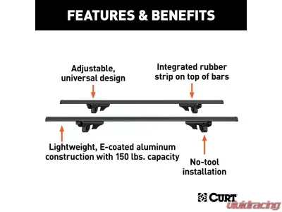 Curt 53-3/8" Aluminum Universal Roof Rack Crossbars - 18118
