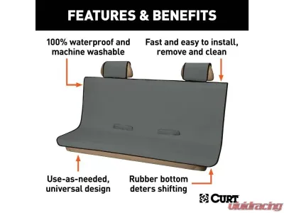 Curt 58" x 63" Xl Grey Seat Defender Removable Waterproof Bench Seat Cover - 18520