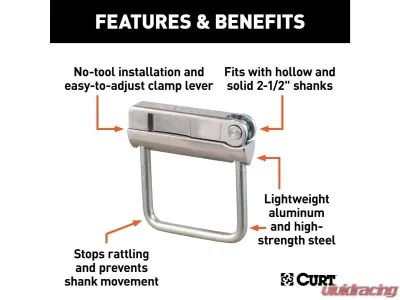 Curt 2-1/2" Receiver No-Tool Anti-Rattle Hitch Clamp - 22320