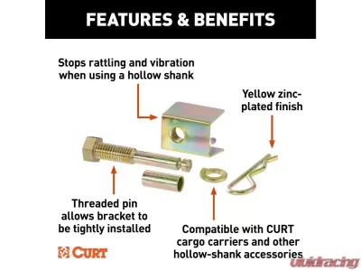 Curt 2" Receiver With 5/8" Hole Anti-Rattle Hitch Pin And Shim - 22323
