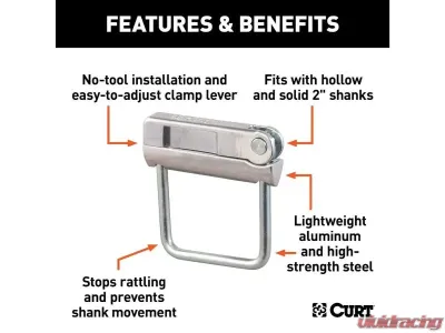 Curt 2" Receiver No-Tool Anti-Rattle Hitch Clamp - 22325