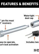 Curt 5/8" 3" Receiver Barbel CHRome Hitch Lock                                     - 23025 - Image 5