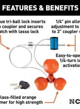 Curt 1-7/8" | 2" | 2-5/16" Universal Tri-Ball Trailer Coupler Lock                                     - 23082 - Image 3