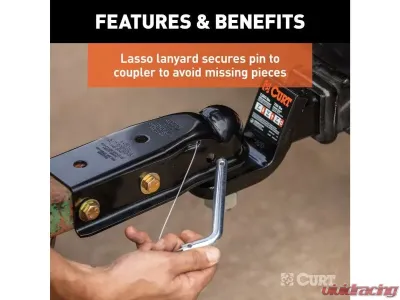 Curt 2" Channel | 3,500 Lbs Quickpin No-Latch 2 1/12" Trailer Coupler - 25471