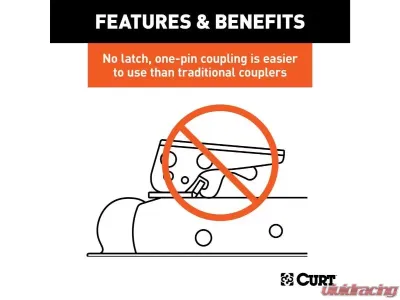 Curt 2" Channel | 3,500 Lbs Quickpin No-Latch 3" Trailer Coupler - 25472