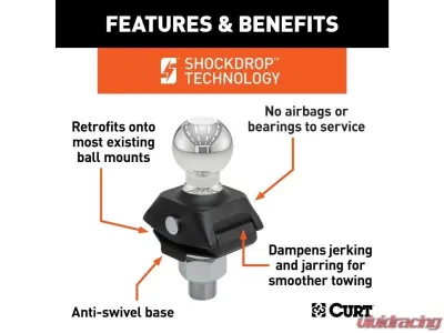 Curt 1" Shank 7,500 Lbs Rockerball 2" Cushion Hitch Trailer Ball - 40047
