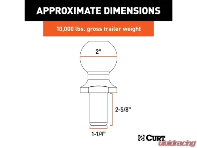 Curt 1-1/4" x 2-5/8" Shank 10,000 Lbs Stainless 2" Trailer Ball - 40056