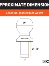 Curt 1" x 2-1/8" Shank 6,000 Lbs CHRome 2" Trailer Ball Packaged                                     - 40166 - Image 2