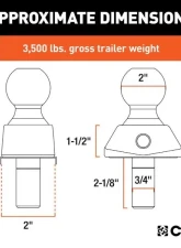 Curt 3/4" Shank 3,500 Lbs Rockerball 2" Cushion Hitch Trailer Ball Packaged                                     - 40246 - Image 2