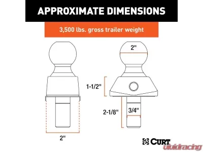 Curt 3/4" Shank 3,500 Lbs Rockerball 2" Cushion Hitch Trailer Ball Packaged - 40246