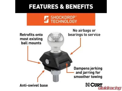 Curt 3/4" Shank 3,500 Lbs Rockerball 2" Cushion Hitch Trailer Ball Packaged - 40246