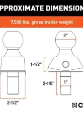 Curt 1" Shank 7,500 Lbs Rockerball 2" Cushion Hitch Trailer Ball                                     - 40247 - Image 2
