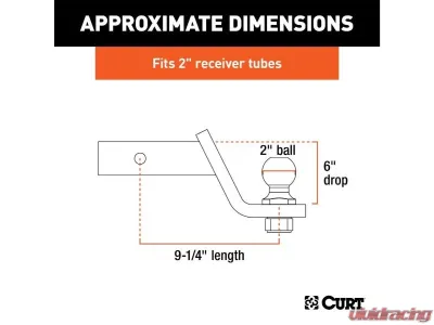 Curt 2" Shank 7,500 Lbs 6" Drop Loaded Ball Mount With 2" Ball - 45064