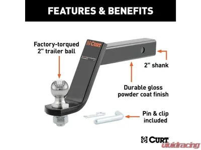 Curt 2" Shank 7,500 Lbs 6" Drop Loaded Ball Mount With 2" Ball - 45064