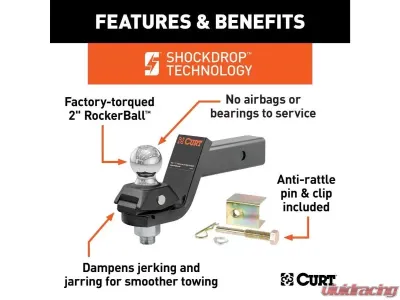 Curt 2" Shank 7,500 Lbs 3" Drop Rockerball Cushion Hitch With 2" Ball - 45143